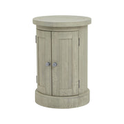 Tömör fenyőfából készült, mosott szürke színű, pácolt kisszekrény.