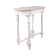 Antikolt, patinás felületű, fehér színű, fa konzolasztal.