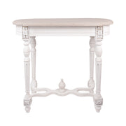 Antikolt, patinás felületű, fehér színű, fa konzolasztal.