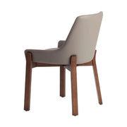 Bézs színű műbőrrel kárpitozott, kőrisfából készült, formatervezett dizájn étkezőszék.