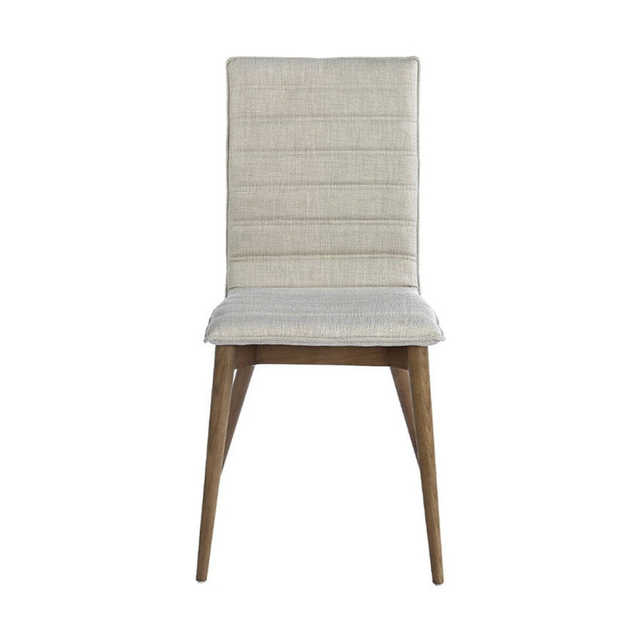 Krémszínű szövettel kárpitozott, kőrisfából készült, formatervezett dizájn étkezőszék.