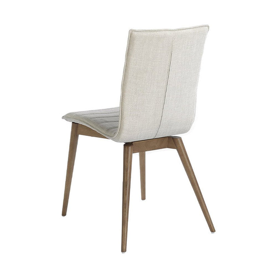 Krémszínű szövettel kárpitozott, kőrisfából készült, formatervezett dizájn étkezőszék.