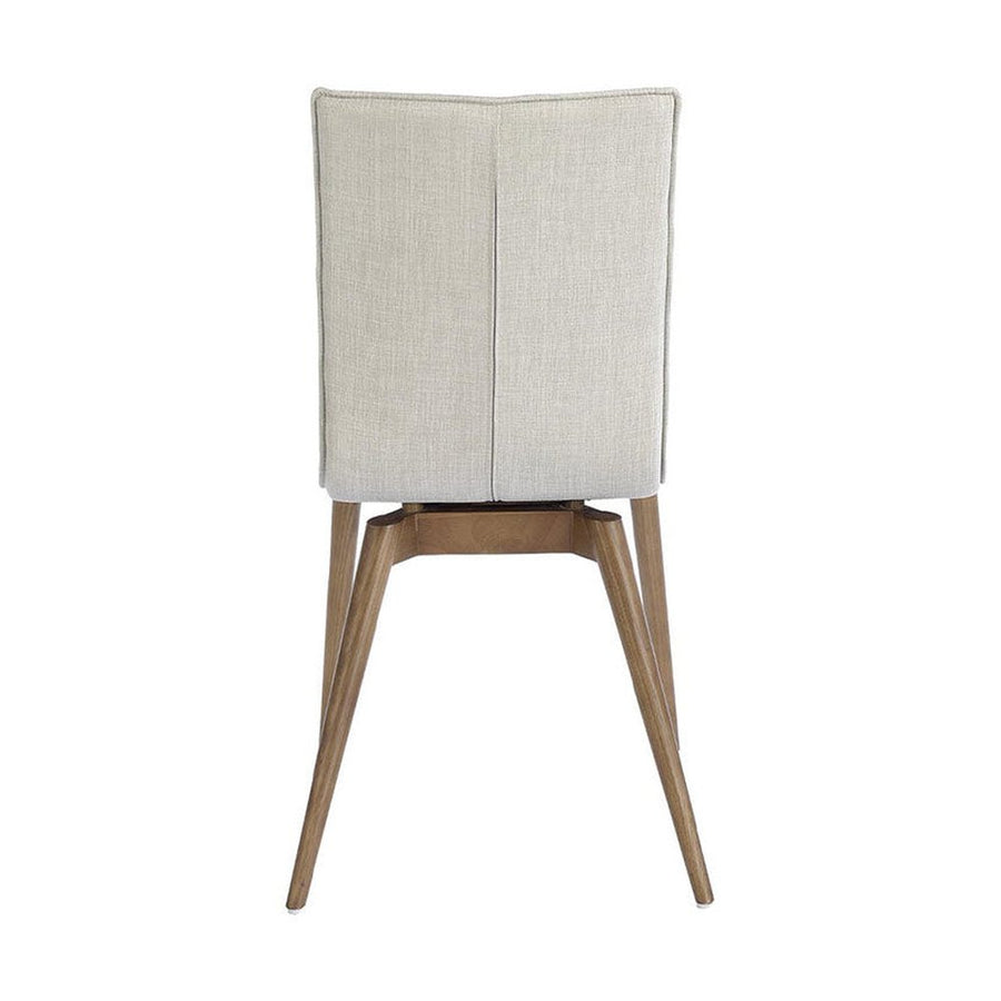 Krémszínű szövettel kárpitozott, kőrisfából készült, formatervezett dizájn étkezőszék.