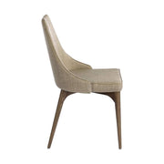 Bézs színű szövettel kárpitozott, kőrisfából készült, formatervezett dizájn étkezőszék.