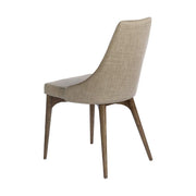 Bézs színű szövettel kárpitozott, kőrisfából készült, formatervezett dizájn étkezőszék.