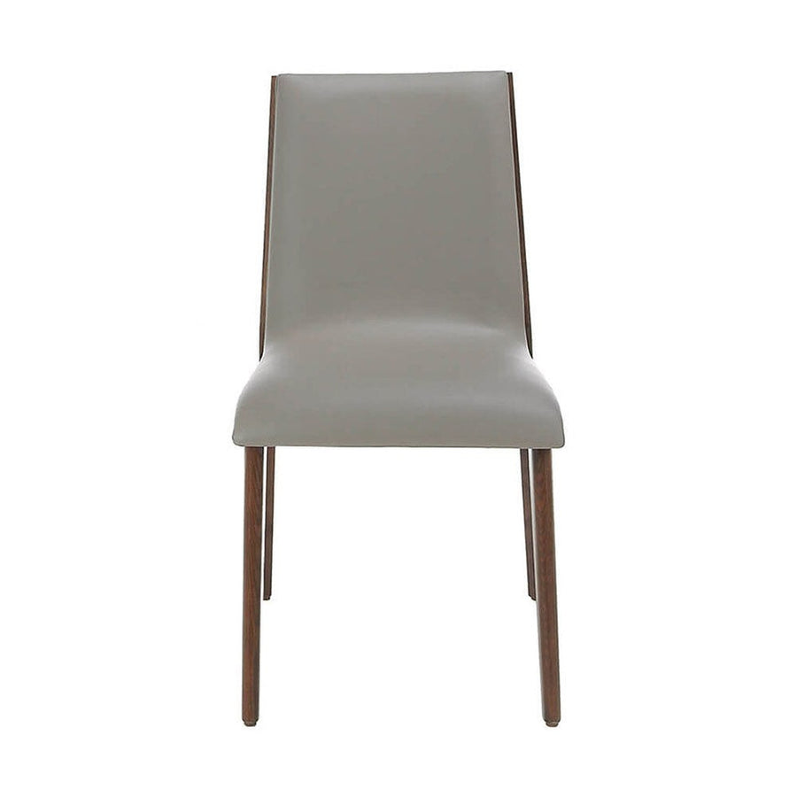 Krémszínű műbőrrel kárpitozott, kőrisfából készült, formatervezett dizájn étkezőszék.