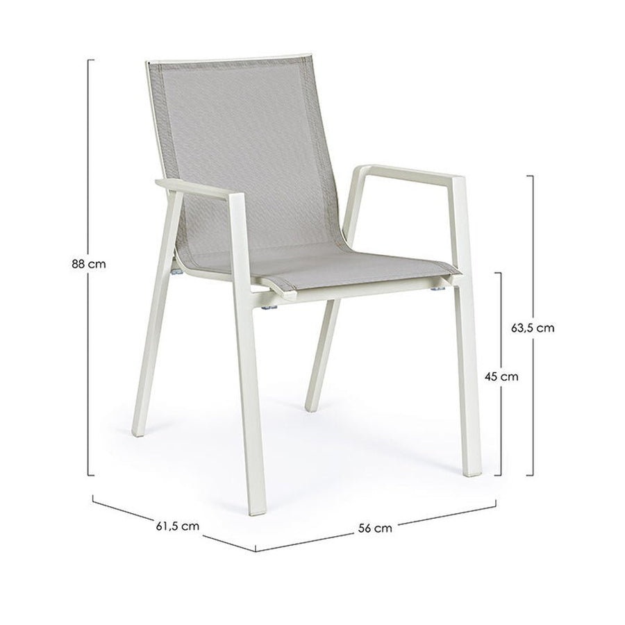 Krém színű, modern kerti szék.