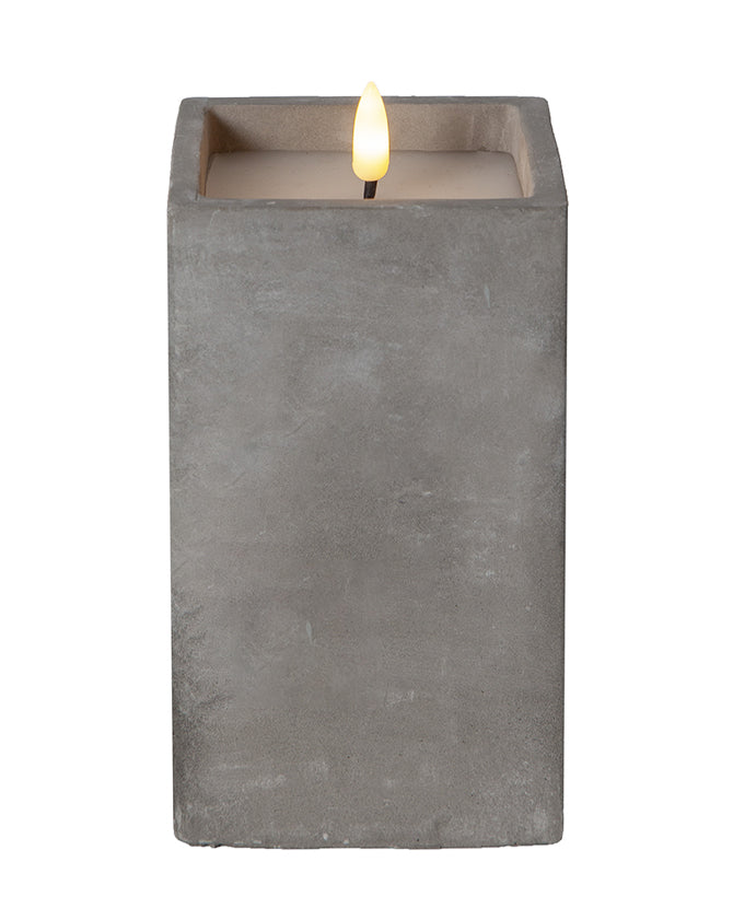 Szürke cement tégelyben kialakított LED gyertya.