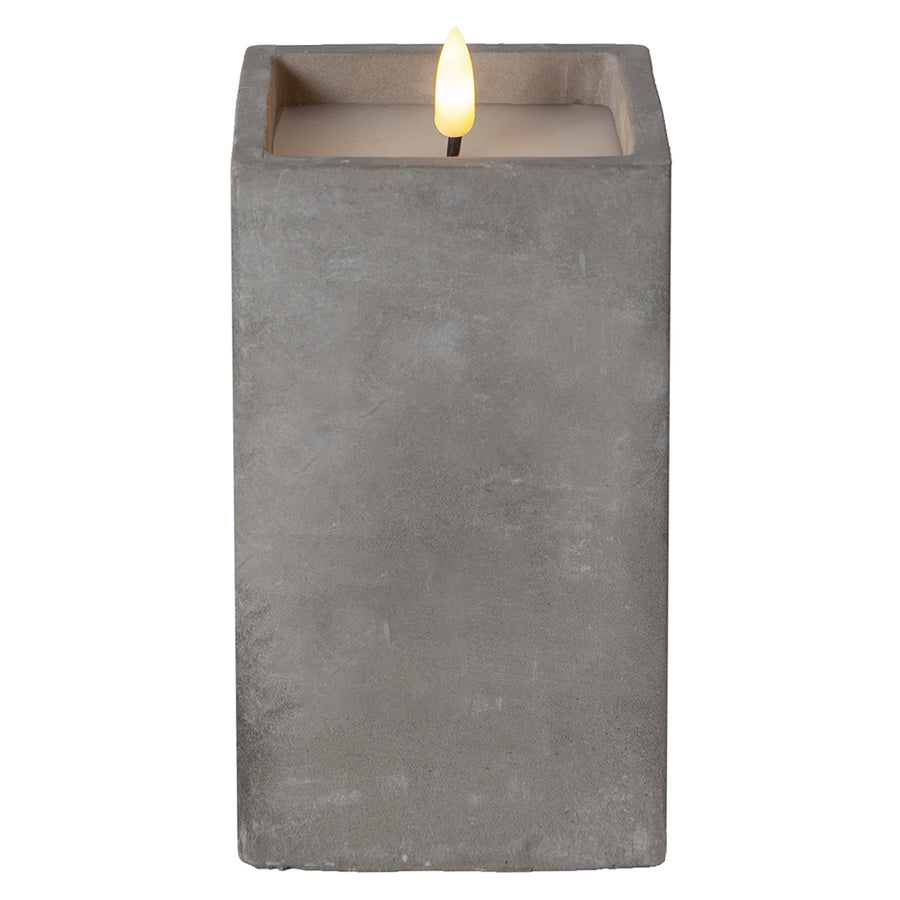 Szürke cement tégelyben kialakított LED gyertya.