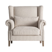 Leiston krémszínű klasszikus fülesfotel elölnézet