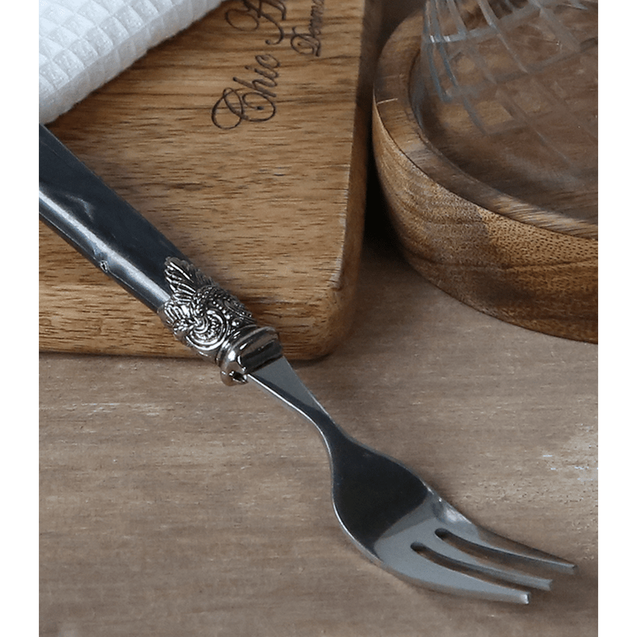 Antik szén színű, akril nyéllel rendelkező, vintage stílusú desszertes villa.