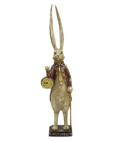 Fub Funky stílusú, nyuszi figura, sétapálcával és órával a kezében.