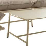 Minimalista dohányzóasztal bézs fém lappal, Lusso Beige garnitúrához tartozik.