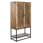 Mangófából és vasból készült, 2 ajtós tároló szekrény.