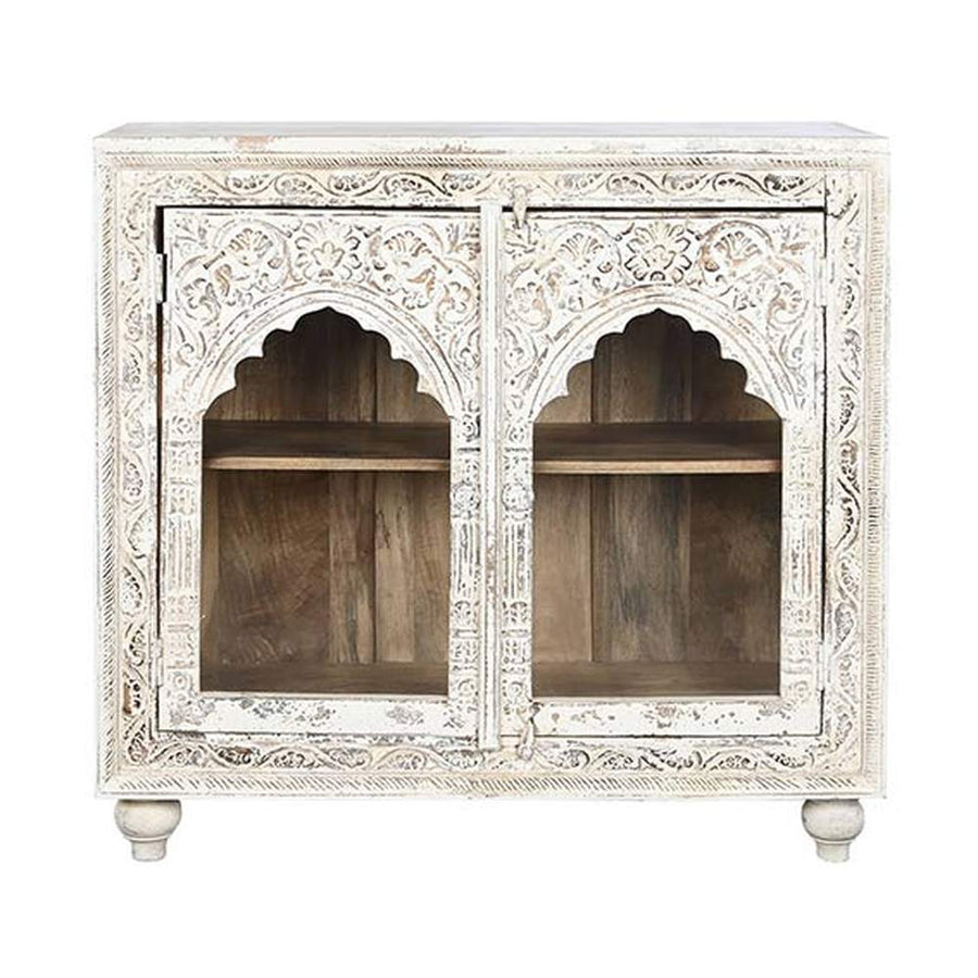 Mangófából faragott, antikolt felületű tálaló.