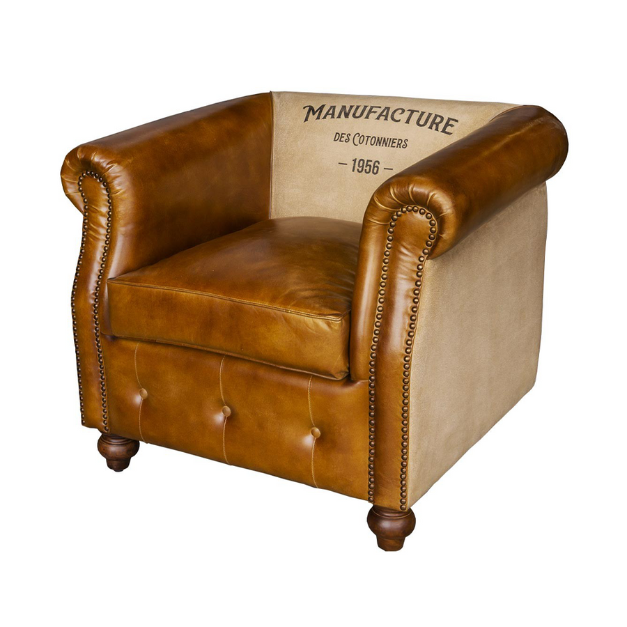 MANUFACTURE Factory fotel oldalnézetből, szegecselt karfával