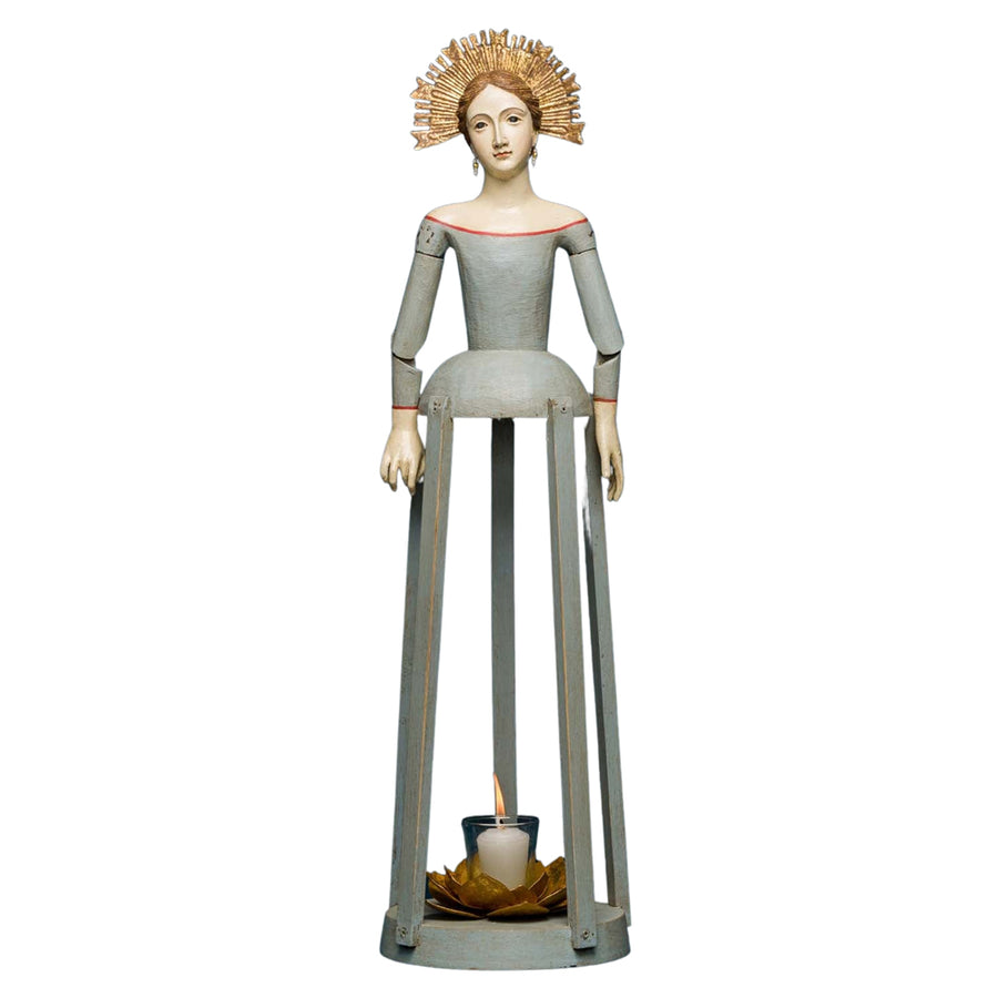 Maria de la Mier kalitkás Madonna figura gyertyatartóval, teljes alakos nézet, Sacred kollekció