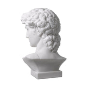 Fehér márványból faragott Dávid fej mellszobor