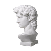Fehér márványból faragott Dávid fej mellszobor