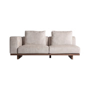 METTI taupe moduláris kanapé elölnézetből, fa alapzattal