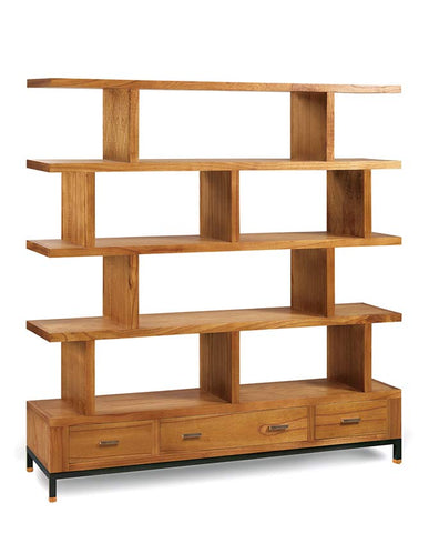Tömör mindifából készült, modern, loft stílusú kézműves display polc.