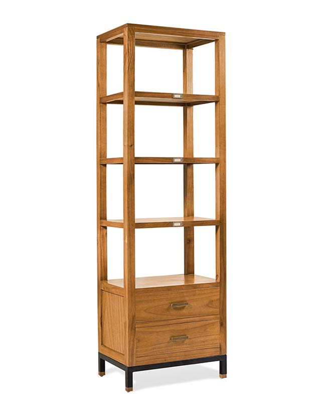 Tömör mindifából készült, modern, loft stílusú kézműves könyves polc.