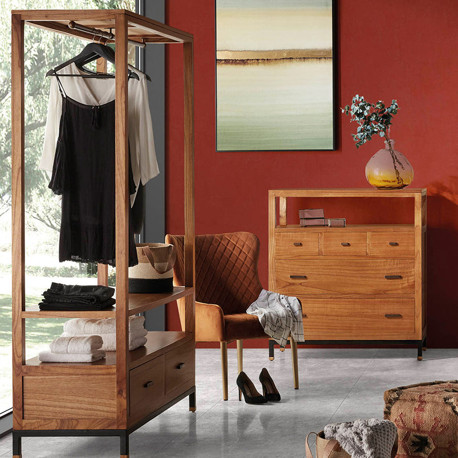 Tömör mindifából készült, modern, loft stílusú kézműves ruhafogas.