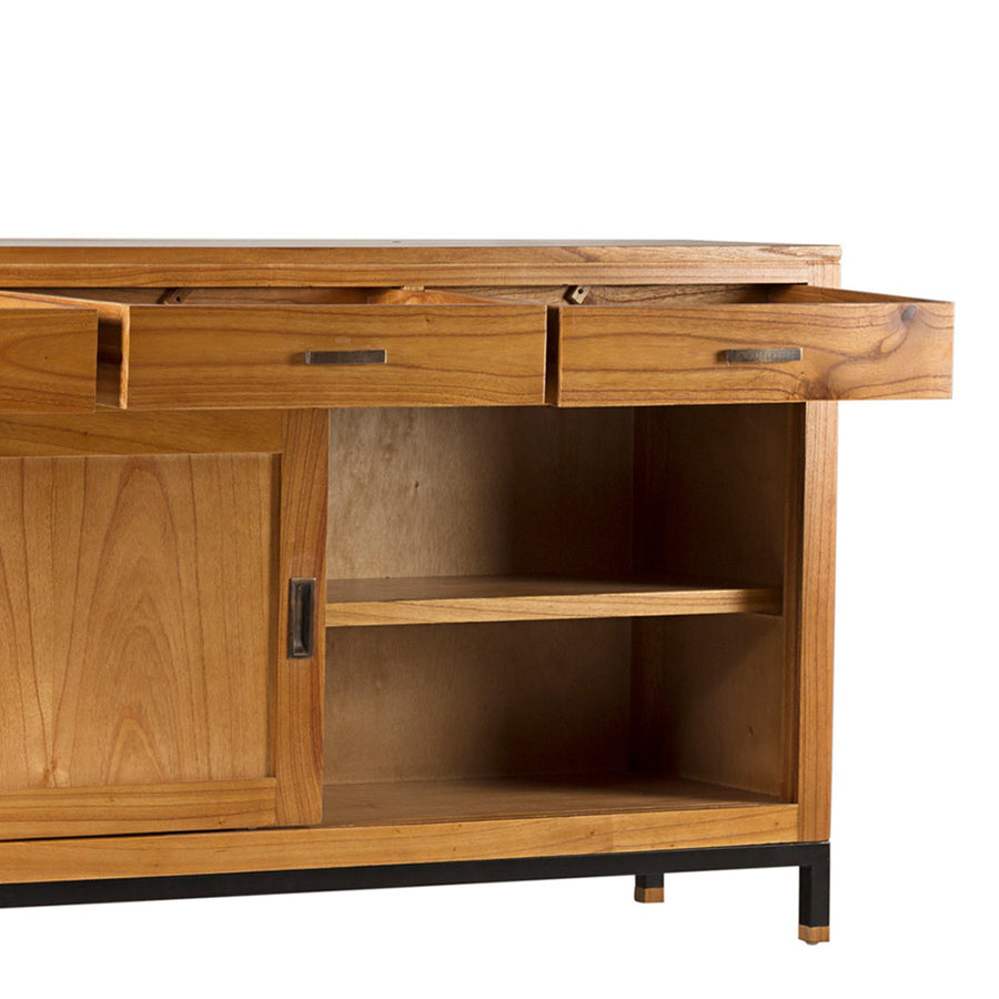 Tömör mindifából készült,, modern, loft stílusú kézműves tálaló bútor.