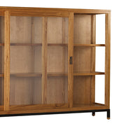 Tömör mindifából készült, modern, loft stílusú kézműves vitrines szekrény.