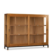 Tömör mindifából készült, modern, loft stílusú kézműves vitrines szekrény.