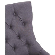 Ezüstszínű, rozsdamentes acéllábbakon álló, szürke színű poliészter vászonnal kárpitozott dizájn étkezőszék.