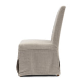 Bézs lenvászon étkezőszék karfa nélkül, letisztult oldalnézet
