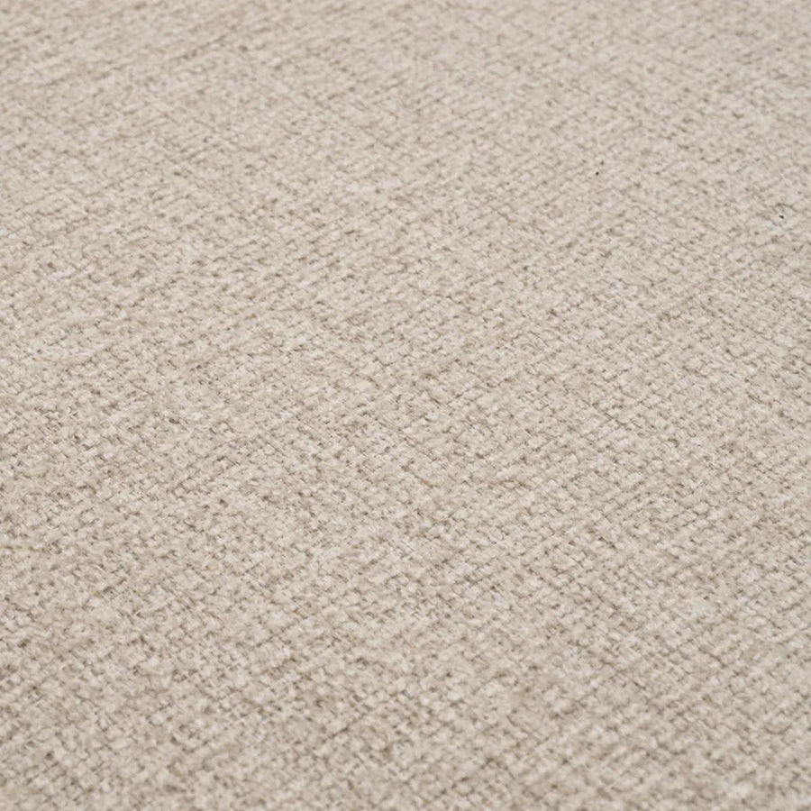 Bézs szövettel kárpitozott, formatervezett design fotel..