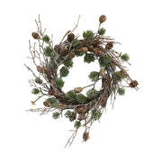 Tobozokkal díszített, mű cédrus fenyő koszorú.