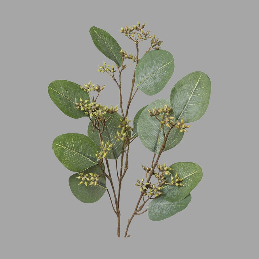 Hamvaszöld színárnyalatú eukaliptusz ág műnövény.