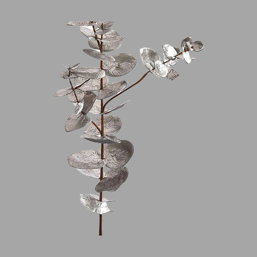 Ezüstös színű levelekkel rendelkező, dekor eukaliptusz ág műnövény.