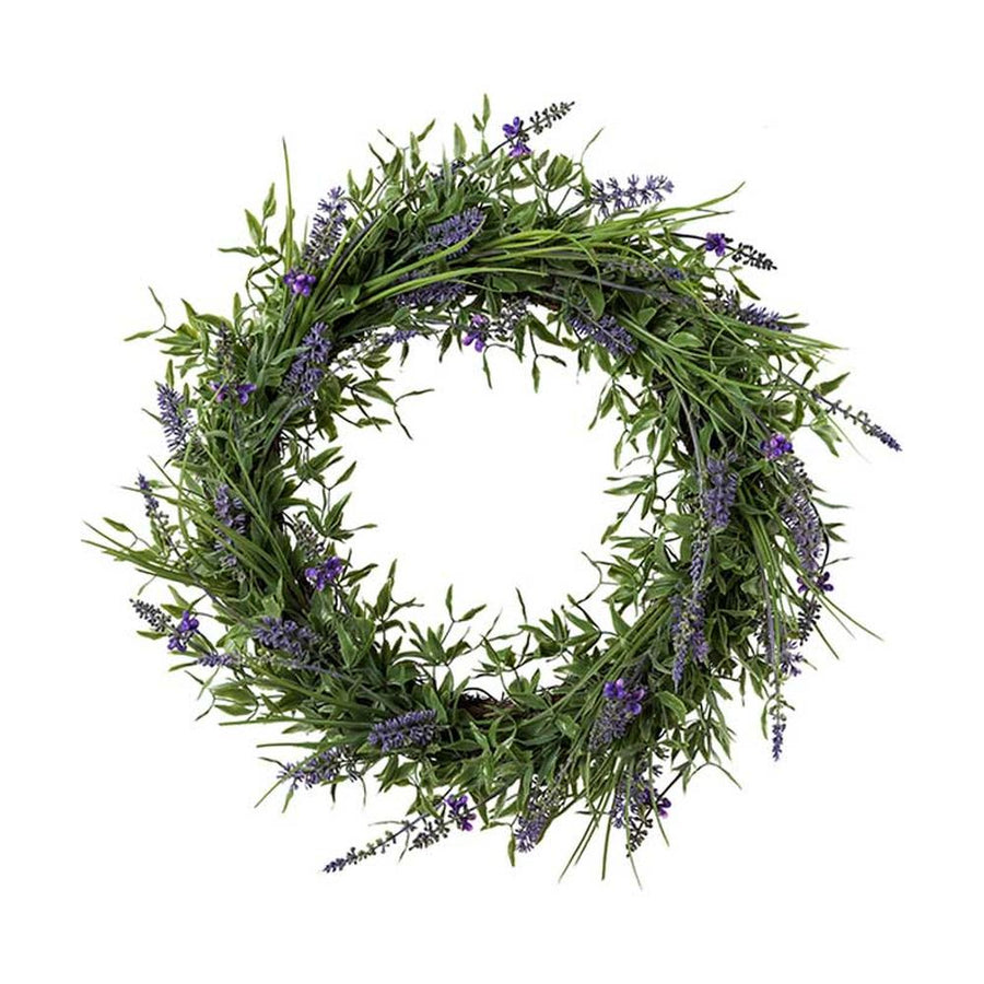 Liláskék virágzatú mű levendula koszorú.