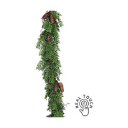 Mesterséges nemes fenyőágakból készült, tobozokkal díszített girland.