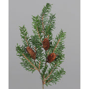 Tobozokkal díszített, zöld színű mű nobilis fenyő ág.