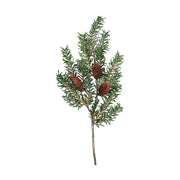 Tobozokkal díszített, zöld színű mű nobilis fenyő ág.