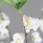 Virágzó mű cseresznyefa ág, halvány rózsaszín színű nyílt és bimbós virágokkal.