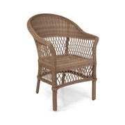 Natúr színű, kerti fotel bézs színű ülőpárnával.