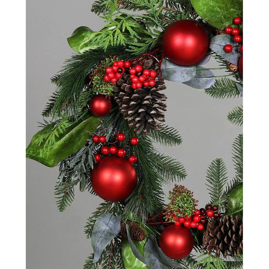 Karácsonyi mű fenyő koszorú mix.