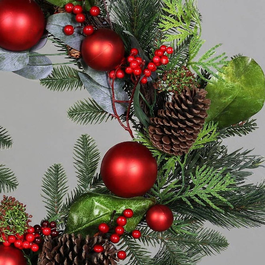 Karácsonyi mű fenyő koszorú mix.