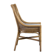 Rattanból készült, párnázott ülőfelülettel kialakított étkezőszék.