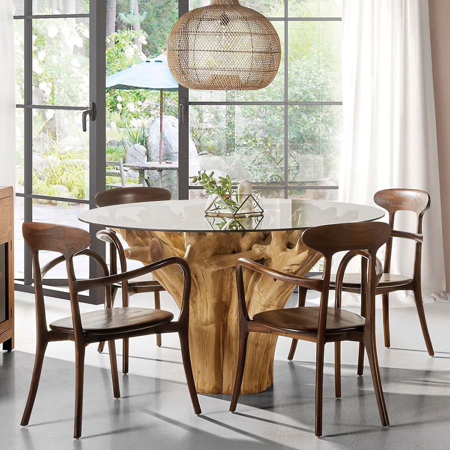 Art Nouveau stílusú, teakfából készült, kézműves design karosszék.