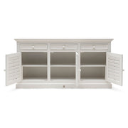 Tálalószekrény nyitott ajtókkal belső polcos kialakítással