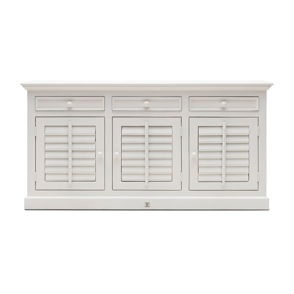 Fehér akácfa tálalószekrény lamellás ajtókkal New Orleans kollekció