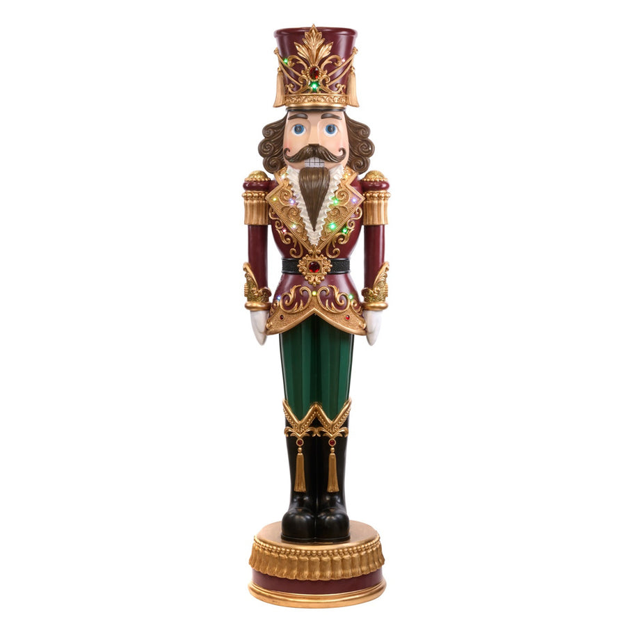 Goodwill NUTCRACKER óriás zenélő LED-es diótörő figura 183 cm bordó zöld arany színben