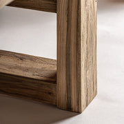 Natúr színű, újrahasznosított vasúti talpfából készült, exkluzív formatervezett étkezőasztal.